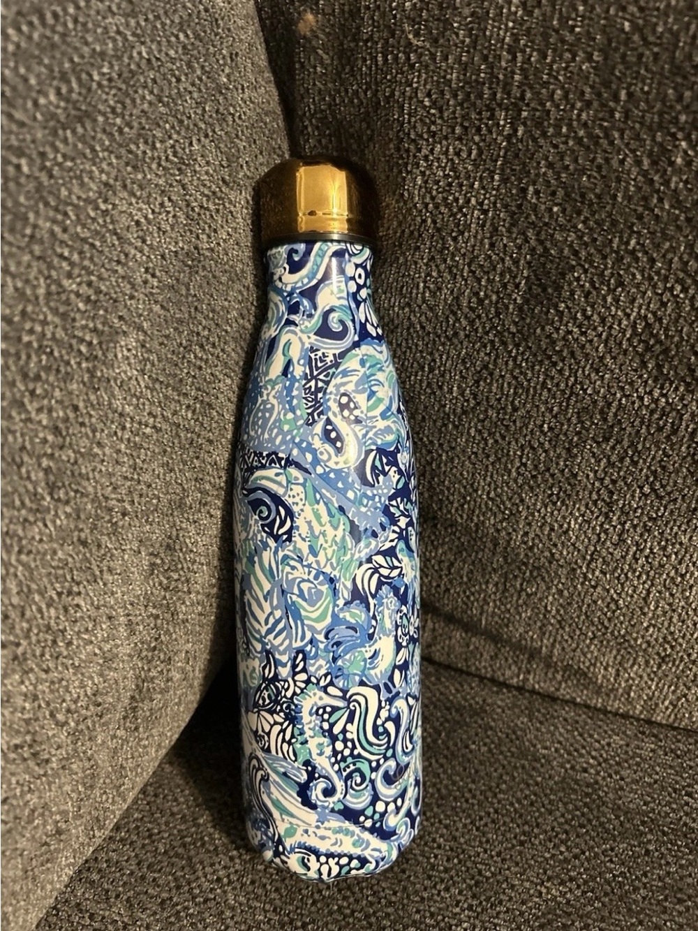 Lilly Pulitzer Blue and Gold Insulated Bottle
